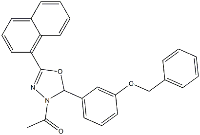 3-acetyl-2-[3-(benzyloxy)phenyl]-5-(1-naphthyl)-2,3-dihydro-1,3,4-oxadiazole 结构式