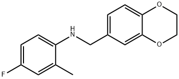 N-(2,3-dihydro-1,4-benzodioxin-6-ylmethyl)-4-fluoro-2-methylaniline 结构式