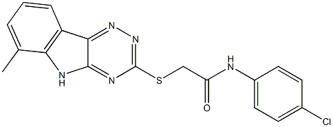 N-(4-chlorophenyl)-2-[(6-methyl-5H-[1,2,4]triazino[5,6-b]indol-3-yl)sulfanyl]acetamide 结构式