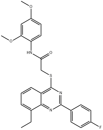 N-(2,4-dimethoxyphenyl)-2-{[8-ethyl-2-(4-fluorophenyl)-4-quinazolinyl]sulfanyl}acetamide 结构式