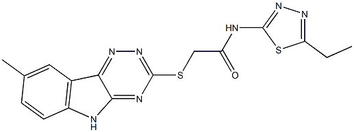 N-(5-ethyl-1,3,4-thiadiazol-2-yl)-2-[(8-methyl-5H-[1,2,4]triazino[5,6-b]indol-3-yl)sulfanyl]acetamide 结构式