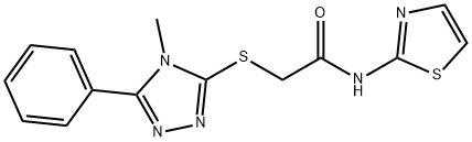 2-[(4-methyl-5-phenyl-4H-1,2,4-triazol-3-yl)sulfanyl]-N-(1,3-thiazol-2-yl)acetamide 结构式