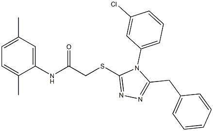 2-{[5-benzyl-4-(3-chlorophenyl)-4H-1,2,4-triazol-3-yl]sulfanyl}-N-(2,5-dimethylphenyl)acetamide 结构式
