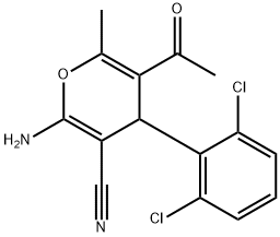 5-acetyl-2-amino-4-(2,6-dichlorophenyl)-6-methyl-4H-pyran-3-carbonitrile 结构式