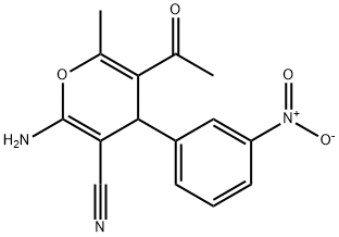 5-acetyl-2-amino-6-methyl-4-(3-nitrophenyl)-4H-pyran-3-carbonitrile 结构式