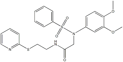 2-[3,4-dimethoxy(phenylsulfonyl)anilino]-N-[2-(2-pyridinylsulfanyl)ethyl]acetamide 结构式