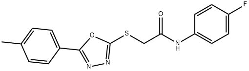 N-(4-fluorophenyl)-2-{[5-(4-methylphenyl)-1,3,4-oxadiazol-2-yl]sulfanyl}acetamide 结构式