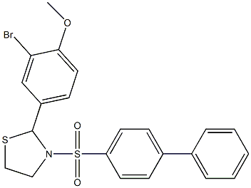 3-([1,1'-biphenyl]-4-ylsulfonyl)-2-(3-bromo-4-methoxyphenyl)-1,3-thiazolidine 结构式