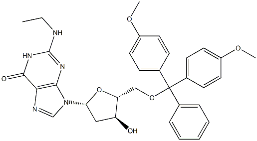 5'-O-(Dimethoxytrityl)-N2-ethyl-2'-deoxyguanosine 结构式