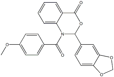 2-(1,3-benzodioxol-5-yl)-1-(4-methoxybenzoyl)-1,2-dihydro-4H-3,1-benzoxazin-4-one 结构式