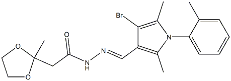 N'-{[4-bromo-2,5-dimethyl-1-(2-methylphenyl)-1H-pyrrol-3-yl]methylene}-2-(2-methyl-1,3-dioxolan-2-yl)acetohydrazide 结构式