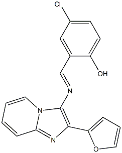 4-chloro-2-({[2-(2-furyl)imidazo[1,2-a]pyridin-3-yl]imino}methyl)phenol 结构式
