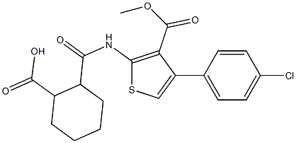 2-({[4-(4-chlorophenyl)-3-(methoxycarbonyl)-2-thienyl]amino}carbonyl)cyclohexanecarboxylic acid 结构式