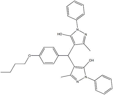 4-[[4-(butyloxy)phenyl](5-hydroxy-3-methyl-1-phenyl-1H-pyrazol-4-yl)methyl]-3-methyl-1-phenyl-1H-pyrazol-5-ol 结构式