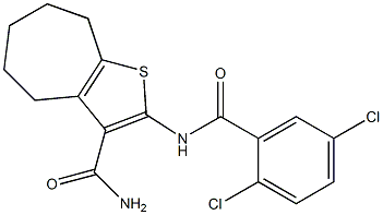 2-[(2,5-dichlorobenzoyl)amino]-5,6,7,8-tetrahydro-4H-cyclohepta[b]thiophene-3-carboxamide 结构式