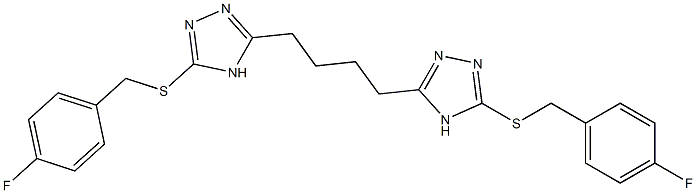 3-[(4-fluorobenzyl)sulfanyl]-5-(4-{5-[(4-fluorobenzyl)sulfanyl]-4H-1,2,4-triazol-3-yl}butyl)-4H-1,2,4-triazole 结构式