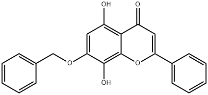 4H-1-Benzopyran-4-one, 5,8-dihydroxy-2-phenyl-7-(phenylmethoxy)- 结构式