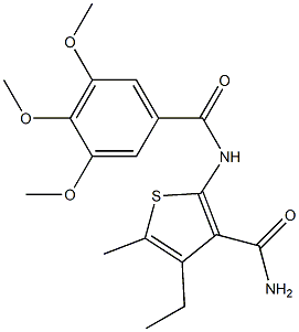 4-ethyl-5-methyl-2-[(3,4,5-trimethoxybenzoyl)amino]-3-thiophenecarboxamide 结构式