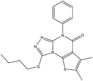 8-(butylsulfanyl)-2,3-dimethyl-5-phenylthieno[3,2-e][1,2,4]triazolo[4,3-a]pyrimidin-4(5H)-one 结构式