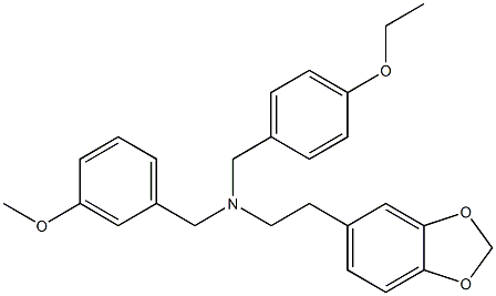 2-(1,3-benzodioxol-5-yl)-N-(4-ethoxybenzyl)-N-(3-methoxybenzyl)ethanamine 结构式