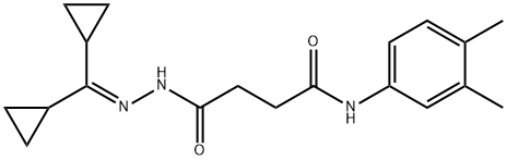 4-[2-(dicyclopropylmethylene)hydrazino]-N-(3,4-dimethylphenyl)-4-oxobutanamide 结构式