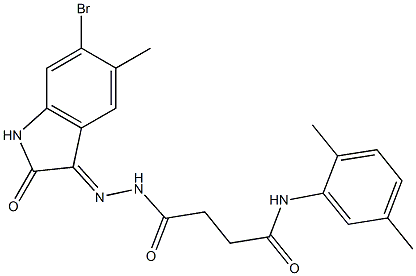 4-[2-(6-bromo-5-methyl-2-oxo-1,2-dihydro-3H-indol-3-ylidene)hydrazino]-N-(2,5-dimethylphenyl)-4-oxobutanamide 结构式