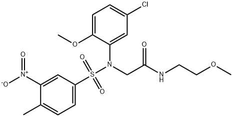 2-[5-chloro({3-nitro-4-methylphenyl}sulfonyl)-2-methoxyanilino]-N-(2-methoxyethyl)acetamide 结构式