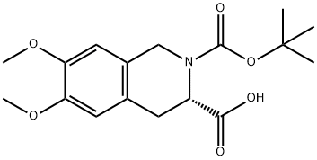 (S)-1,2,3,4-tetrahydro-6,7-dimethoxy-2-(tert-butyloxycarbonyl)-3-isoquinolinecarboxylic acid 结构式