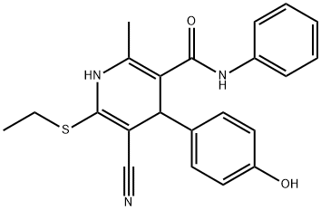 5-cyano-6-(ethylsulfanyl)-4-(4-hydroxyphenyl)-2-methyl-N-phenyl-1,4-dihydropyridine-3-carboxamide 结构式