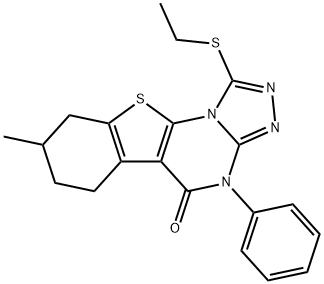 1-(ethylsulfanyl)-8-methyl-4-phenyl-6,7,8,9-tetrahydro[1]benzothieno[3,2-e][1,2,4]triazolo[4,3-a]pyrimidin-5(4H)-one 结构式