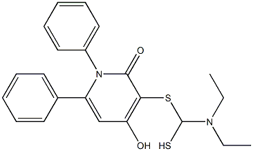 3-{[(diethylamino)(sulfanyl)methyl]sulfanyl}-4-hydroxy-1,6-diphenyl-2(1H)-pyridinone 结构式