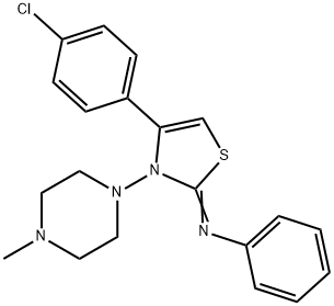 N-(4-(4-chlorophenyl)-3-(4-methyl-1-piperazinyl)-1,3-thiazol-2(3H)-ylidene)-N-phenylamine 结构式