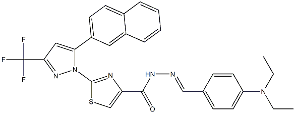 N'-[4-(diethylamino)benzylidene]-2-[5-(2-naphthyl)-3-(trifluoromethyl)-1H-pyrazol-1-yl]-1,3-thiazole-4-carbohydrazide 结构式