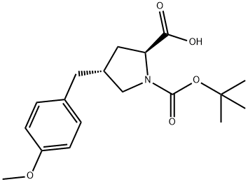 (2S,4R)-1-[(tert-butoxy)carbonyl]-4-[(4-methoxyphenyl)methyl]pyrrolidine-2-carboxylic acid 结构式