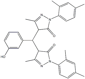 2-(2,4-dimethylphenyl)-4-[[1-(2,4-dimethylphenyl)-3-methyl-5-oxo-4,5-dihydro-1H-pyrazol-4-yl](3-hydroxyphenyl)methyl]-5-methyl-2,4-dihydro-3H-pyrazol-3-one 结构式