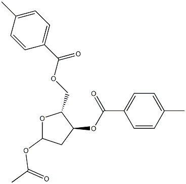 (2R,3S)-5-acetoxy-2-(((4-methylbenzoyl)oxy)methyl)tetrahydrofuran-3-yl 4-methylbenzoate 结构式