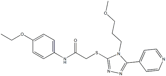 N-(4-ethoxyphenyl)-2-{[4-(3-methoxypropyl)-5-(4-pyridinyl)-4H-1,2,4-triazol-3-yl]sulfanyl}acetamide 结构式