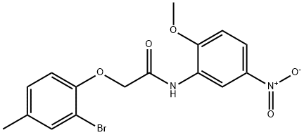 2-(2-bromo-4-methylphenoxy)-N-(2-methoxy-5-nitrophenyl)acetamide 结构式