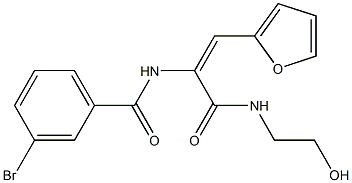 3-bromo-N-(2-(2-furyl)-1-{[(2-hydroxyethyl)amino]carbonyl}vinyl)benzamide 结构式