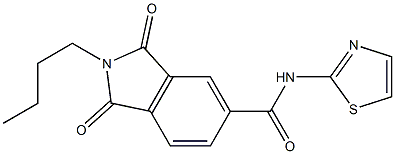 2-butyl-1,3-dioxo-N-(1,3-thiazol-2-yl)isoindoline-5-carboxamide 结构式