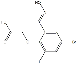 {4-bromo-2-[(hydroxyimino)methyl]-6-iodophenoxy}acetic acid 结构式