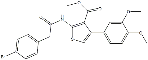 methyl 2-{[(4-bromophenyl)acetyl]amino}-4-(3,4-dimethoxyphenyl)thiophene-3-carboxylate 结构式
