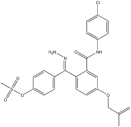 4-{[(4-chloroanilino)carbonyl]-4-[(2-methyl-2-propenyl)oxy]benzohydrazonoyl}phenyl methanesulfonate 结构式
