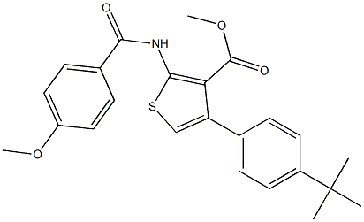 methyl 4-(4-tert-butylphenyl)-2-[(4-methoxybenzoyl)amino]-3-thiophenecarboxylate 结构式