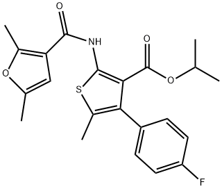 isopropyl 2-[(2,5-dimethyl-3-furoyl)amino]-4-(4-fluorophenyl)-5-methyl-3-thiophenecarboxylate 结构式