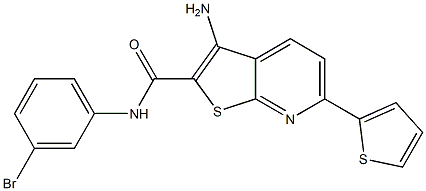 3-amino-N-(3-bromophenyl)-6-(2-thienyl)thieno[2,3-b]pyridine-2-carboxamide 结构式