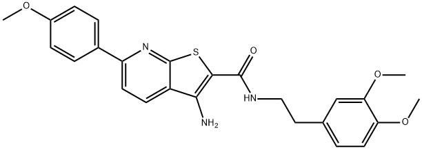 3-amino-N-[2-(3,4-dimethoxyphenyl)ethyl]-6-(4-methoxyphenyl)thieno[2,3-b]pyridine-2-carboxamide 结构式