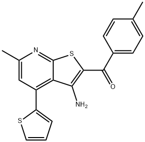 [3-amino-6-methyl-4-(2-thienyl)thieno[2,3-b]pyridin-2-yl](4-methylphenyl)methanone 结构式