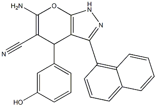 6-amino-4-(3-hydroxyphenyl)-3-(1-naphthyl)-1,4-dihydropyrano[2,3-c]pyrazole-5-carbonitrile 结构式