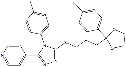 4-[5-({3-[2-(4-fluorophenyl)-1,3-dioxolan-2-yl]propyl}sulfanyl)-4-(4-methylphenyl)-4H-1,2,4-triazol-3-yl]pyridine 结构式